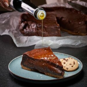 tarta queso y chocolate con AOVE